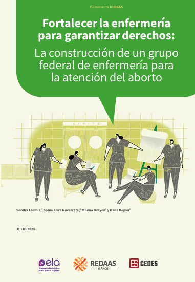 Fortalecer la enfermería para garantizar derechos: la construcción de un grupo federal de enfermería para la atención del aborto [ILUSTRACIÓN] Cinco enfermeras en un taller.